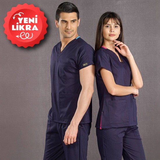 Lacivert Yeni Likralı Greys Takım (Özel Kumaş)