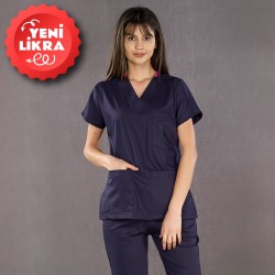 Lacivert Yeni Likralı Greys Takım (Özel Kumaş)