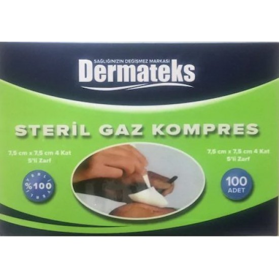 Dermateks 100 lü Spanç Gazlı Bez 7,5*7,5 4katlı