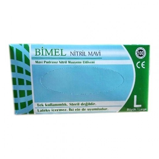 Bimel Nitril Pudrasız Mavi Large 100LÜ