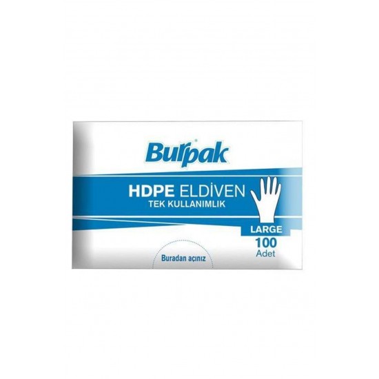 Burpak Tek Kullanımlık Hdpe Şeffaf Poşet Eldiven Large 1 Paket (100 adet)